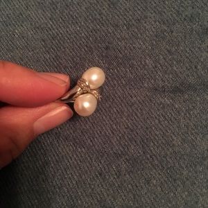 Real sterling silver and pearl ring